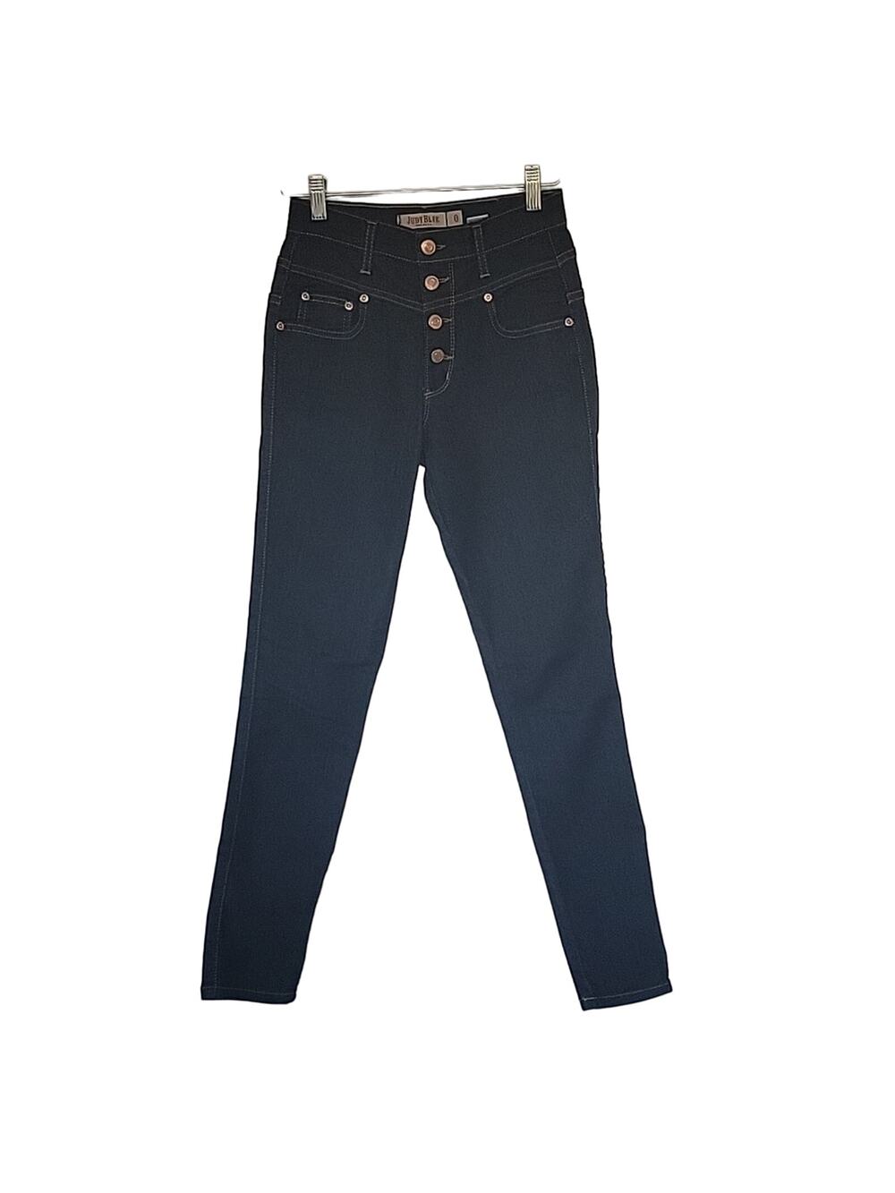 Judy Blue Skinny Exposed 4 Button Dark Blue Denim Jeans, 0